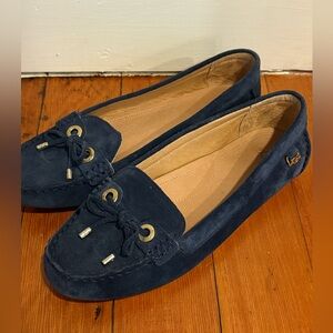 UGG Eevon Suede Leather Loafer Moccasins Size 9 Blue Casual Business Comfort